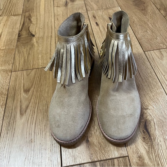 Kate Spade Saks Fifth Gold Fringe Suede Booties - Picture 6 of 13